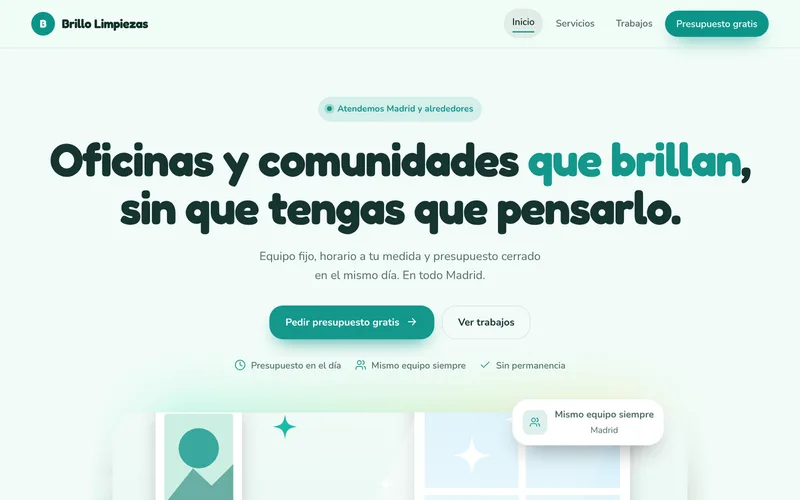 Web de ejemplo para empresas de limpieza