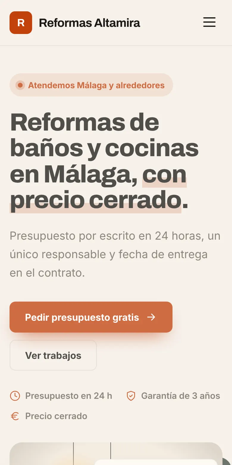 La misma web en el móvil